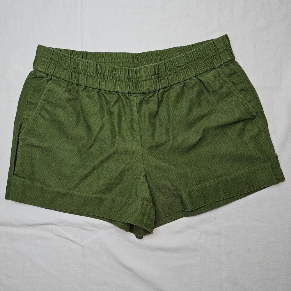 J. Crew Womens Size 4 Olive Green Cotton Blend Elastic Waist Casual Shorts
